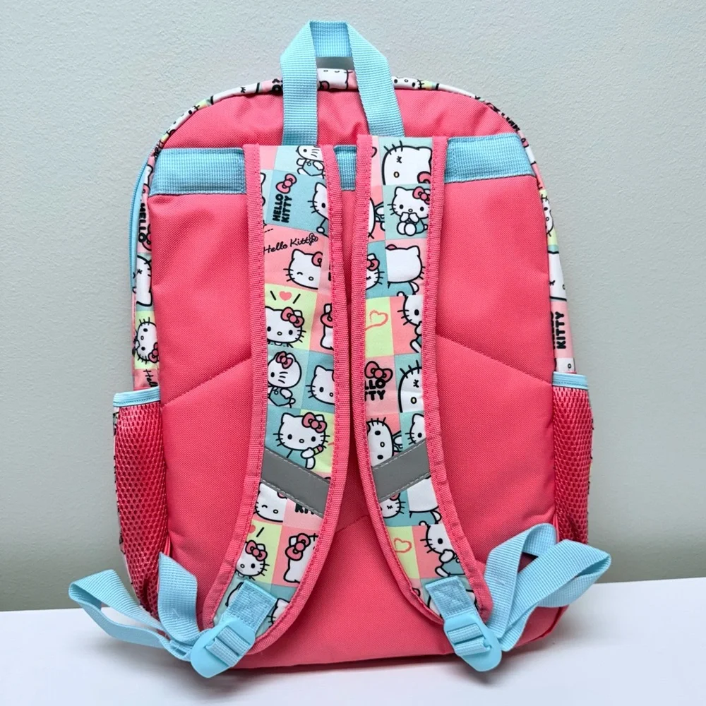 New! Sanrio Hello Kitty Rainbow Striped Backpack & Matching Attached Lunch Bag